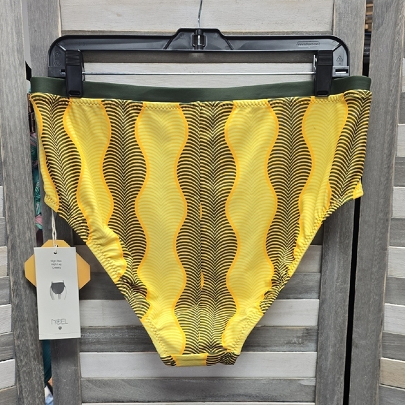 Women's Micro Wave High Leg Cheeky High Waist Bikini Bottom | Fe Noel | 1X - Picture 3 of 7